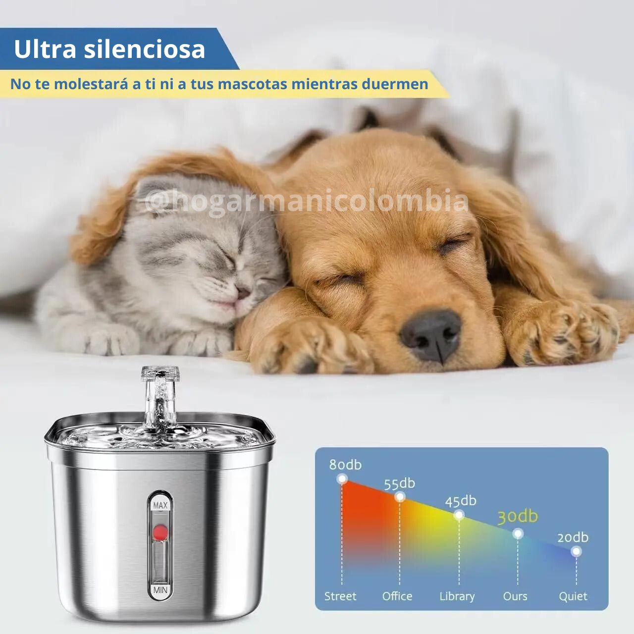 Fuente de Agua Premium para Mascotas ll Acero Inoxidable