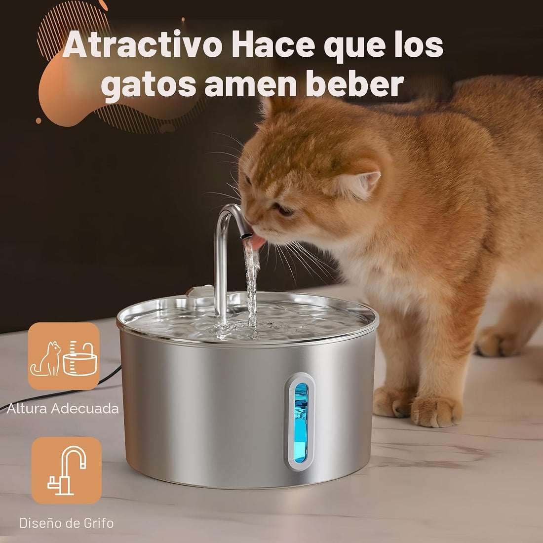Bebedero Fuente acero inoxidable 2.2L