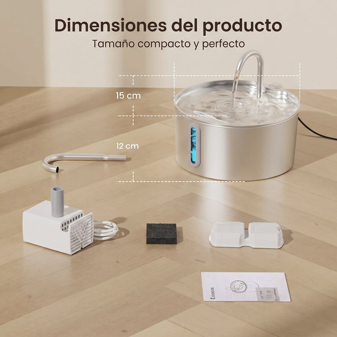 Bebedero Fuente acero inoxidable 2.2L