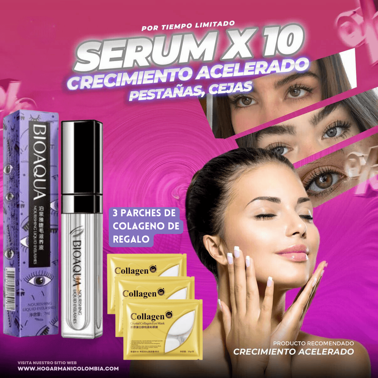 SERUM X10 🚀 CRECIMIENTO ACELERADO + 3 PARCHES DE COLAGENO 🎁 || BIOAQUA