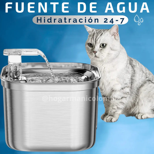 Fuente de Agua Premium para Mascotas ll Acero Inoxidable