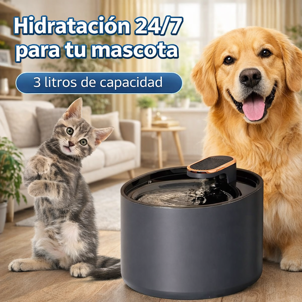 Fuente de Agua para Mascotas - 3 Litros