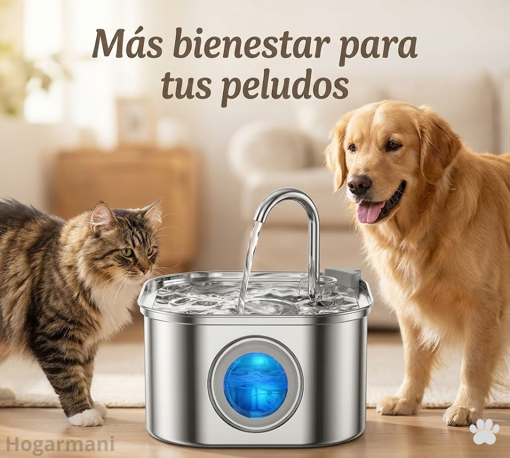 Fuente Premium de Acero Inoxidable para Mascotas