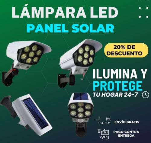 Lámpara Led Panel Solar Y Sensor De Movimiento Tipo Cámara