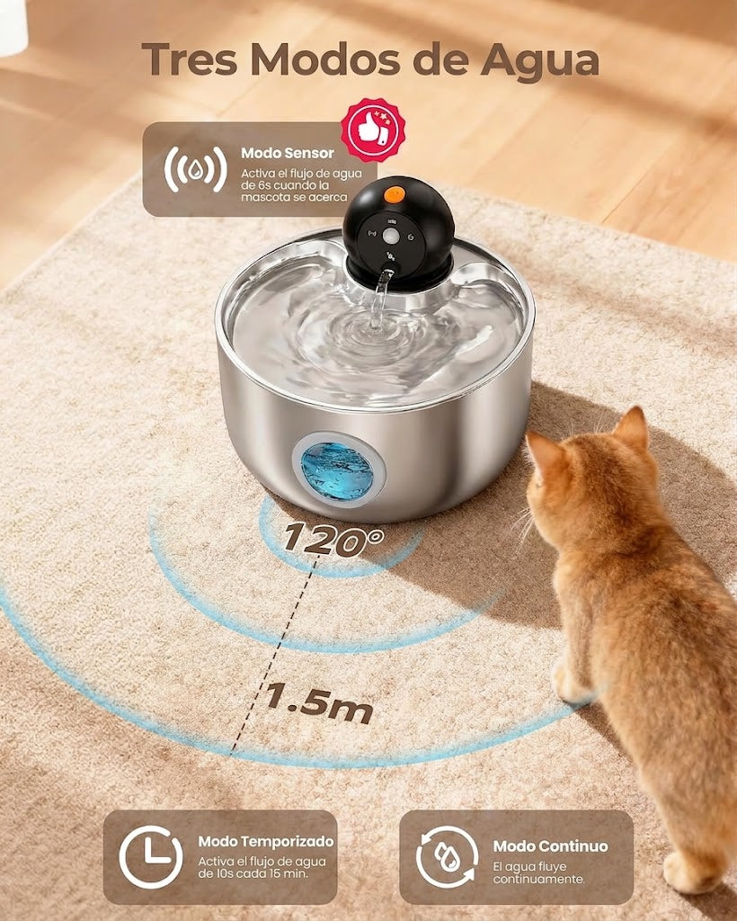 2.6L - Fuente Inteligente con Sensor de Movimiento para mascotas